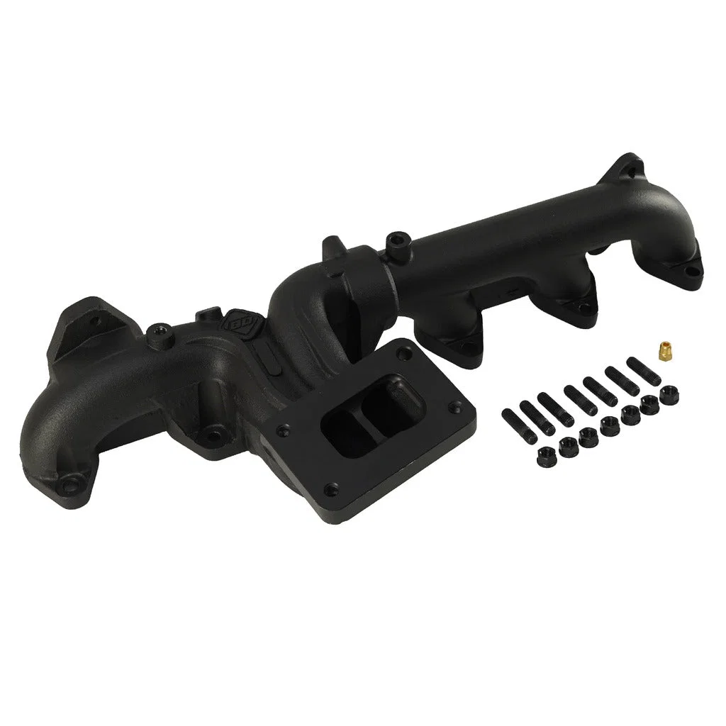 1045969 – BD DIESEL Exhaust Manifold, Cast Iron Without Gaskets Two-Piece Slip Joint With Turbo And EGR Studs